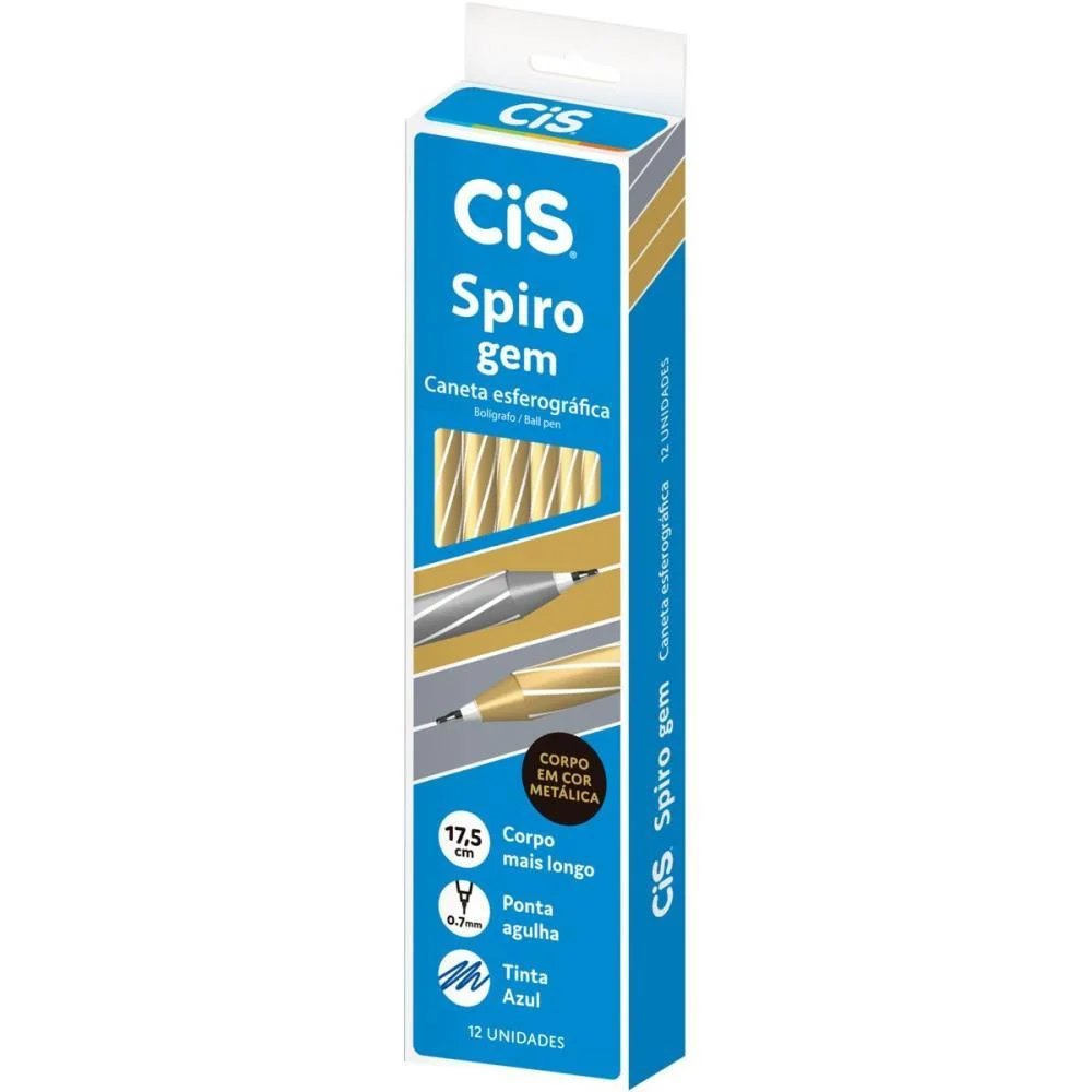 Caneta Esferografica Cis Spiro Gem 0,7Mm Ouro T.az Sertic (Cx.c/12) - imagem 3