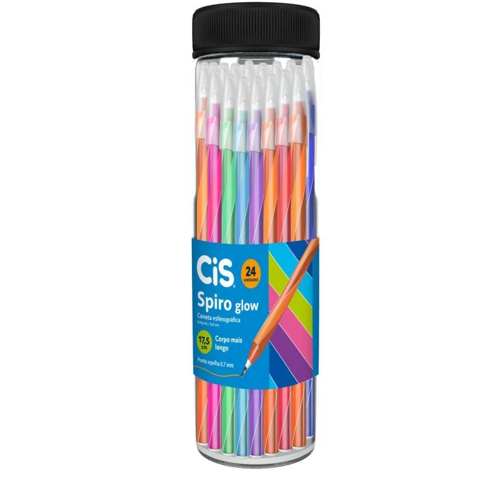 Caneta Esferografica Cis Spiro Glow 0,7Mm Cores Sertic (Pote-24) - imagem 2