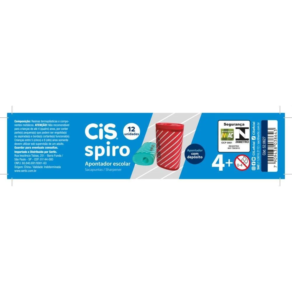 Apontador Com Deposito Cis Spiro Cores Sertic (Cx.c/12) - imagem 5