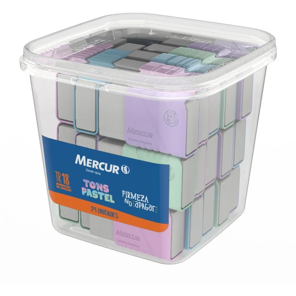 Borracha Branca Tr C/Capa Plastica Tons Pastel Mercur (Pote-24) - imagem 2