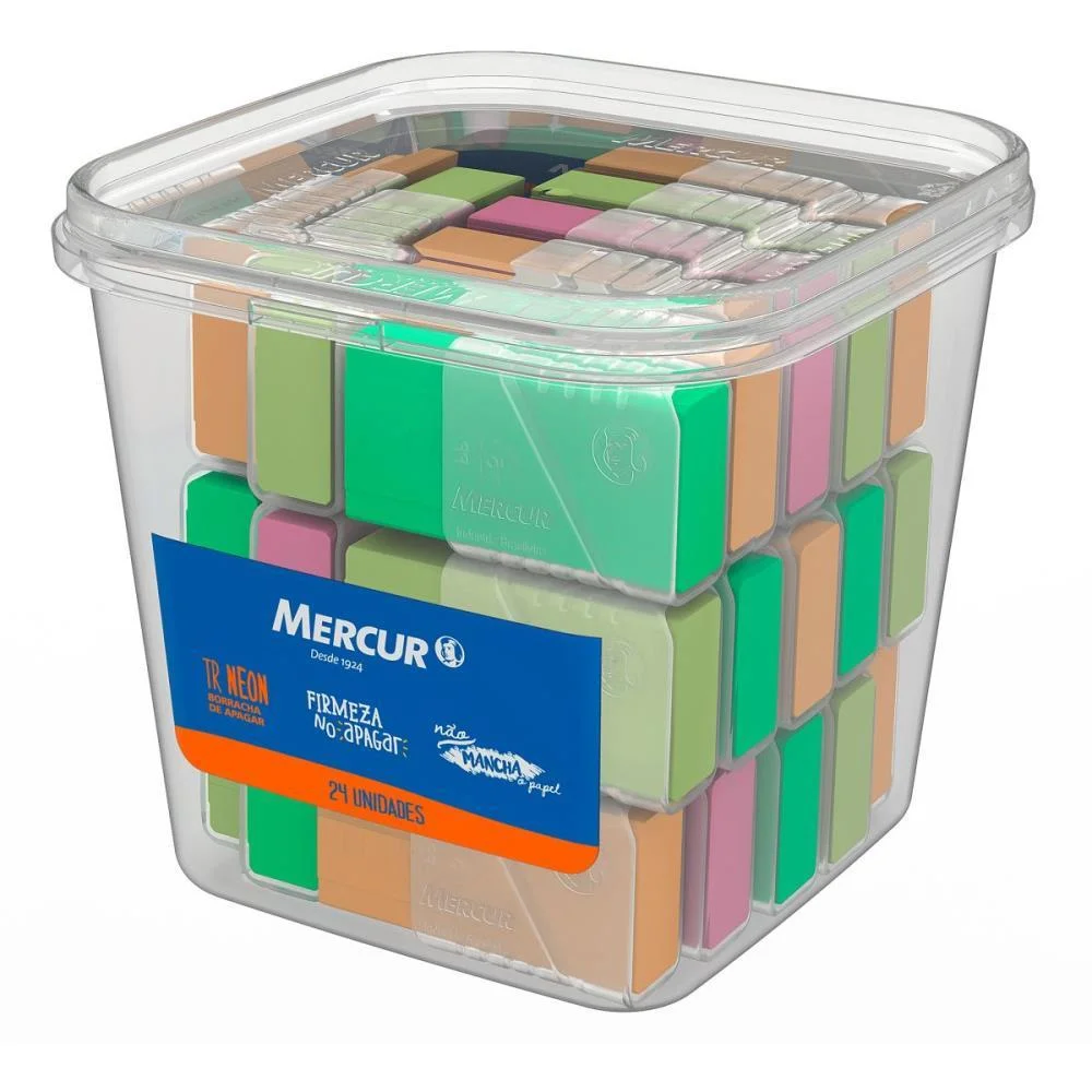Borracha Colorida Tr Neon C/Capa Plastica Mercur (Pote-24) - imagem 2