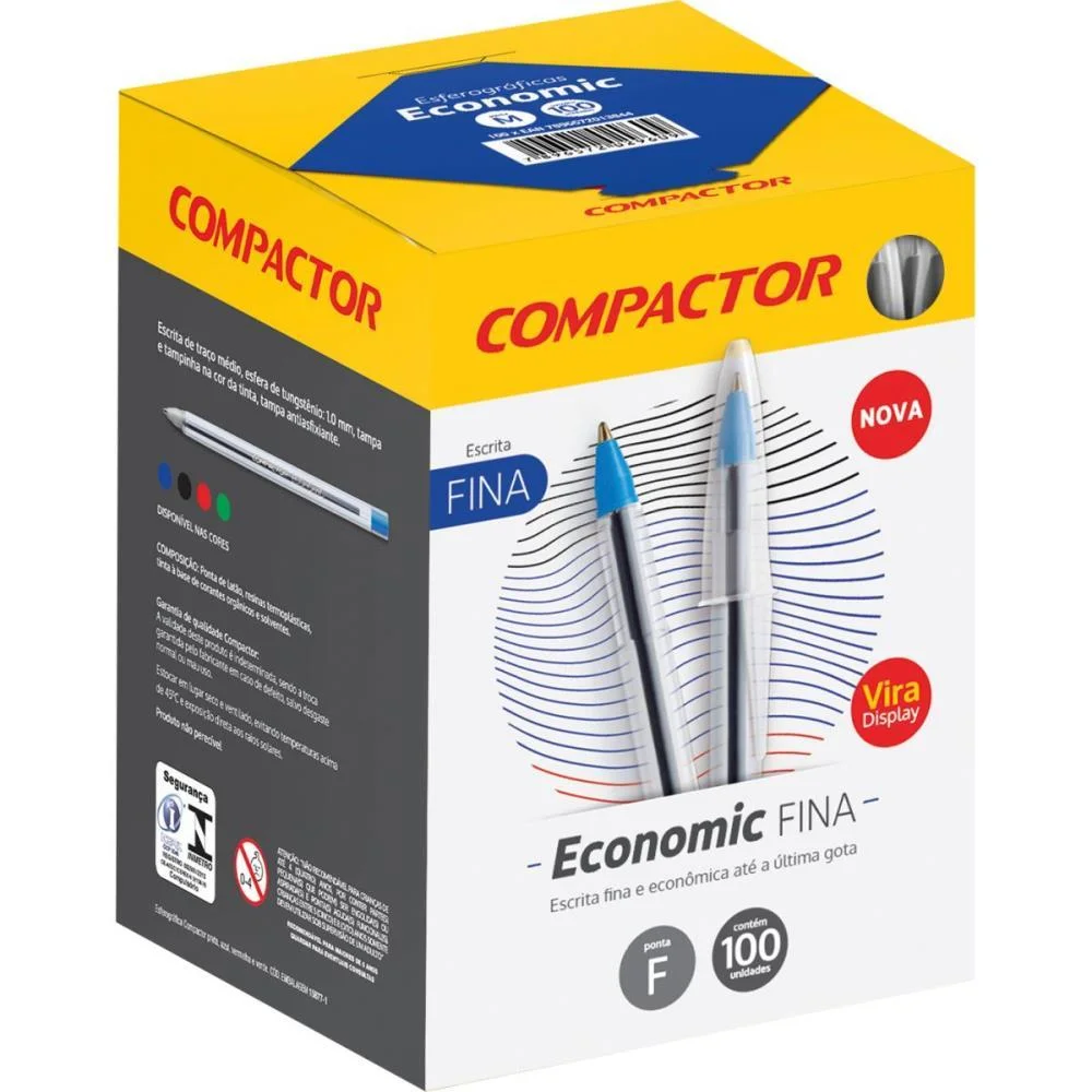 Caneta Esferografica Economic Fina Azul Compactor (Cx.c/100) - imagem 2