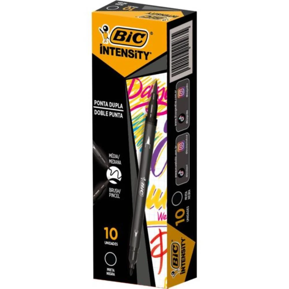 Caneta Com Ponta Porosa Intensity 2 Pontas Preta Bic (Cx.c/10) - imagem 2