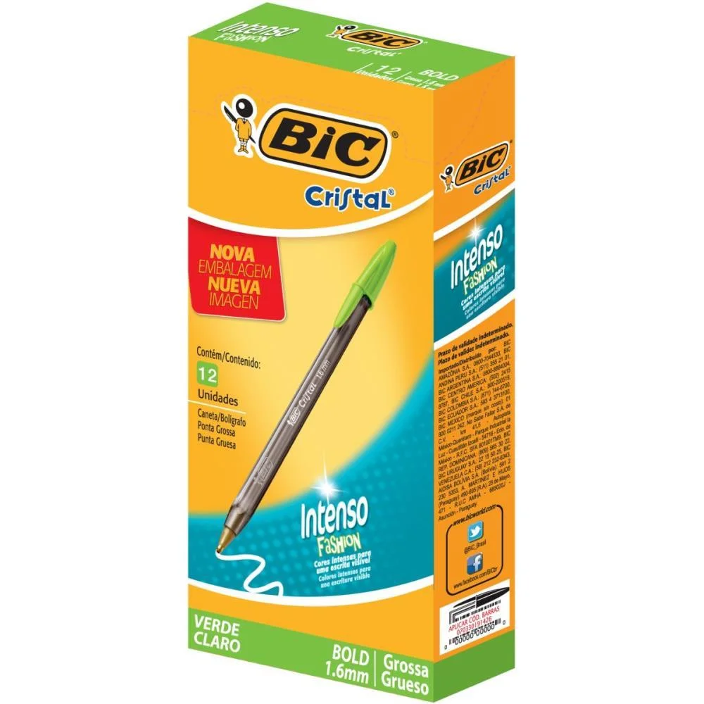 Caneta Esferografica Cristal Bold Fashion Vd. Claro Bic (Cx.c/12) - imagem 3