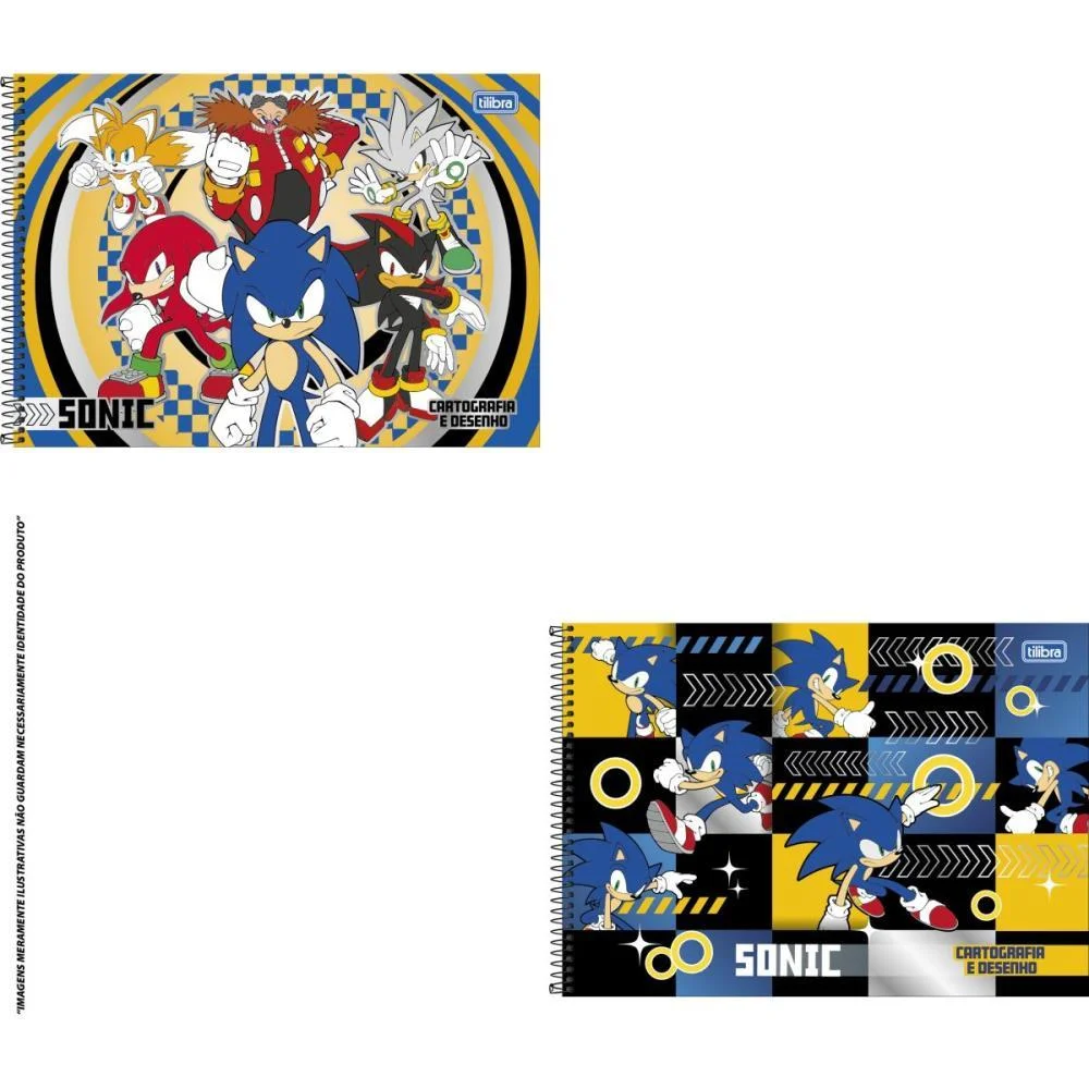Caderno Desenho Univ Capa Dura Sonic 80Fls. Tilibra (Pct.c/04) - imagem 2