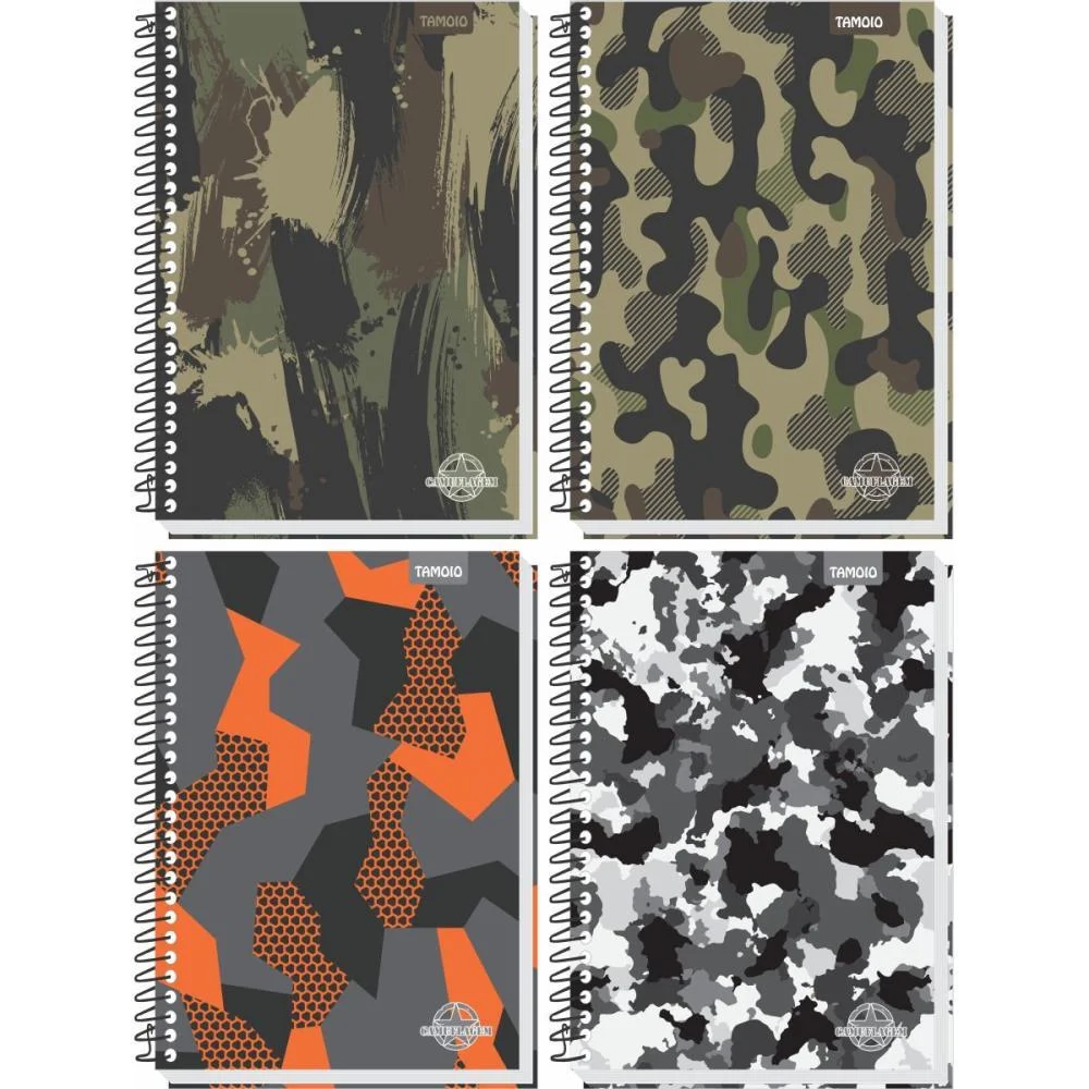Caderno Espiral 1/4 Capa Dura Camuflagem 96 Folhas Tamoio (Pct.c/04) - imagem 3
