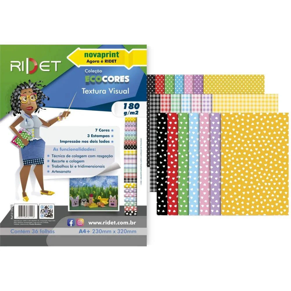 BLOCO PARA EDUCACAO ARTISTICA TEXTURA 1 DEC.180G 36F 23X32CM RIDET (PACOTE) - imagem 2