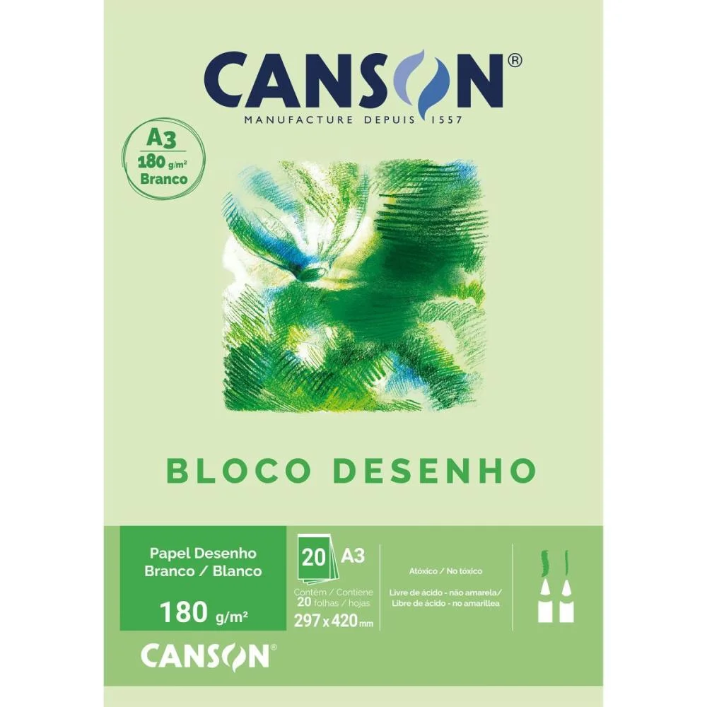 BLOCO PARA EDUCACAO ARTISTICA DESENHO A3 180G 20FLS BRANCO CANSON (BLOCO) - imagem 2