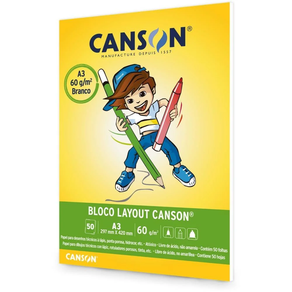 BLOCO PARA EDUCACAO ARTISTICA LAYOUT A3 60G. 50FLS CANSON (UNIDADE) - imagem 3