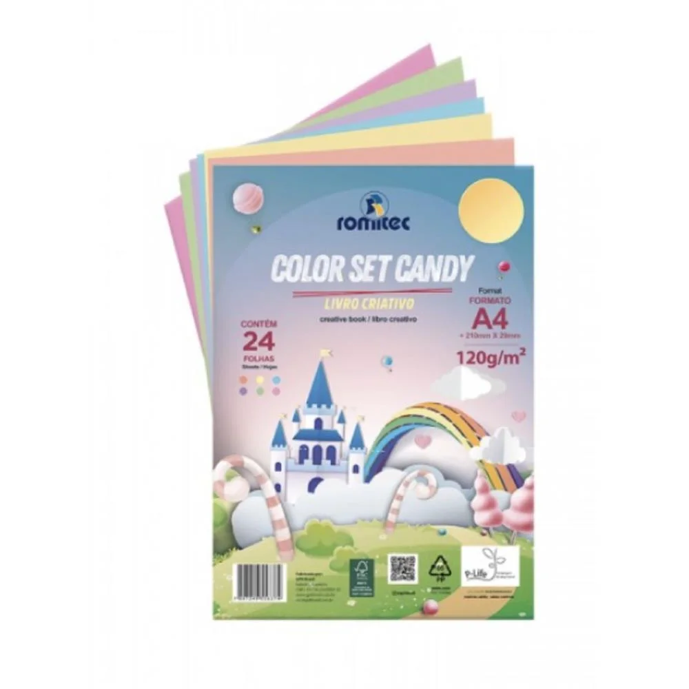 BLOCO PARA EDUCACAO ARTISTICA COLOR SET CANDY C/LIV.120G 24F ROMITEC (UNIDADE) - imagem 3