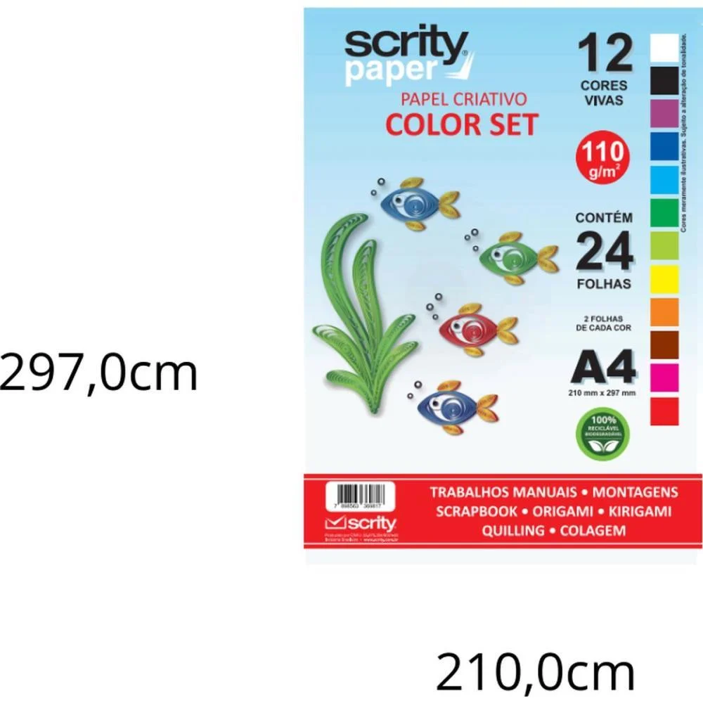 BLOCO PARA EDUCACAO ARTISTICA COLOR SET 12COR. A4 110G. 24FL SCRITY (PACOTE) - imagem 3