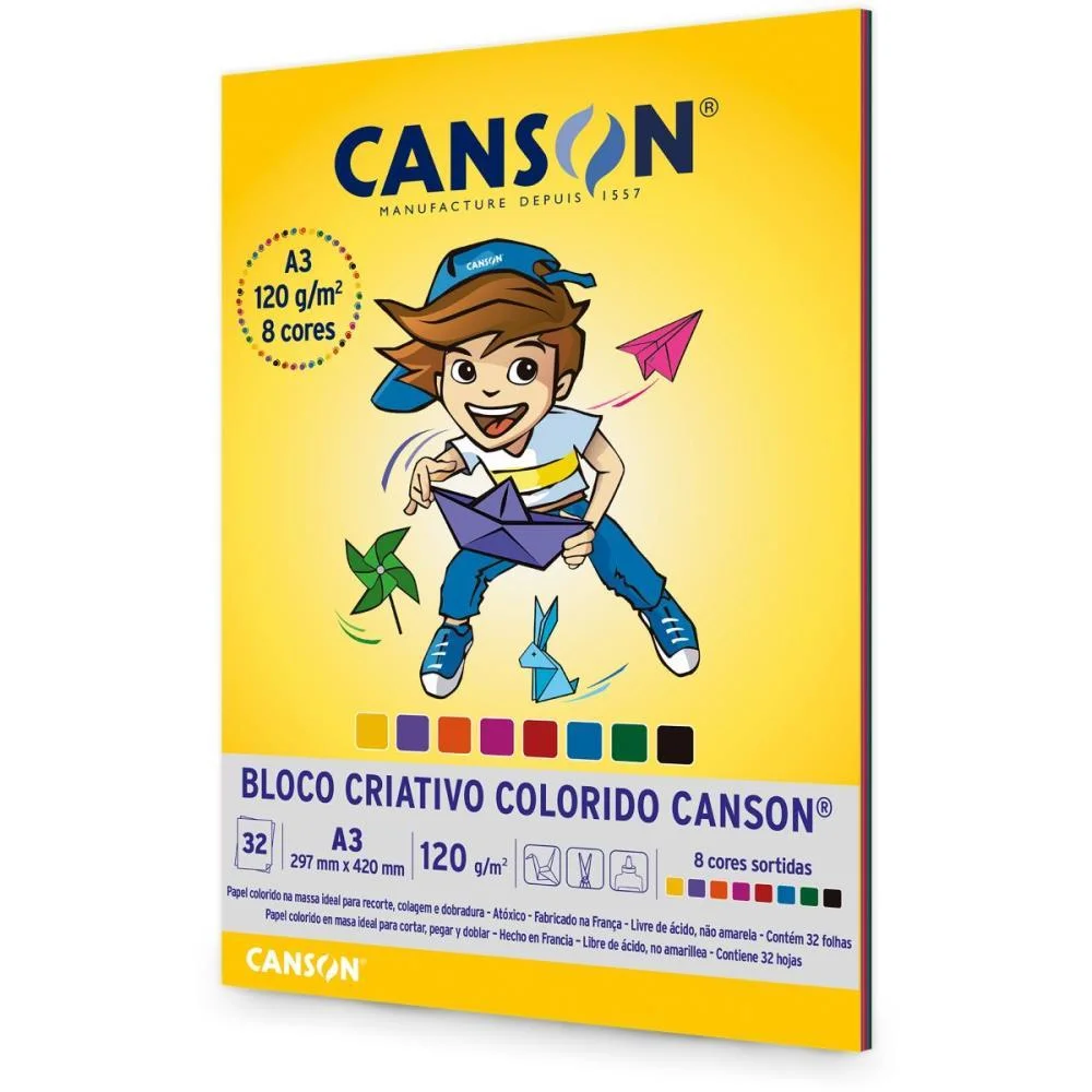 BLOCO PARA EDUCACAO ARTISTICA 8 CORES A3 120G. 32FLS CANSON (UNIDADE) - imagem 3