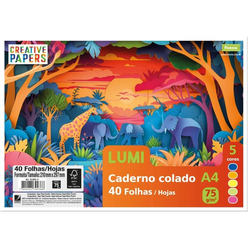 BLOCO PARA EDUCACAO ARTISTICA CREATIVE PAPER LUMI 40FLS 75G FORONI (PCT.C/05) - imagem 2