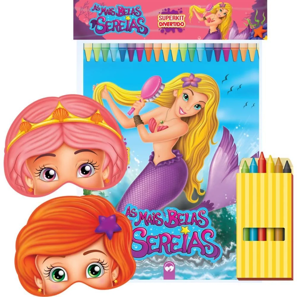 LIVRO INFANTIL COLORIR SUPER KIT SEREIAS C/GIZ VALE DAS LETRAS (UNIDADE) - imagem 3