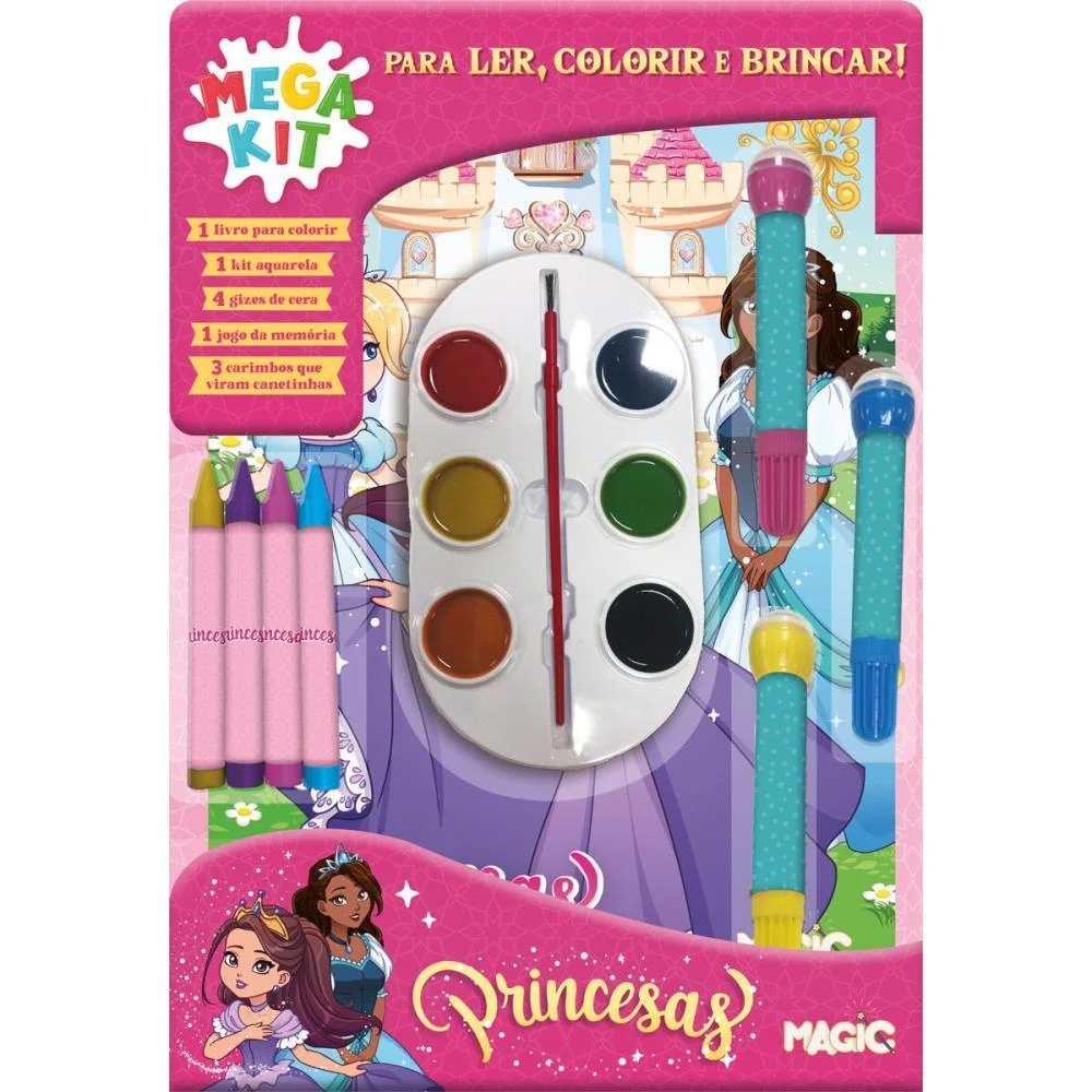 LIVRO INFANTIL COLORIR MEGA KIT PRINCESAS LER E COLOR MAGIC KIDS (UNIDADE) - imagem 2