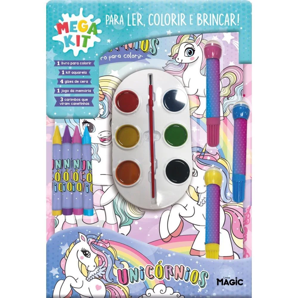 LIVRO INFANTIL COLORIR MEGA KIT UNICORNIOS LER E COLO MAGIC KIDS (UNIDADE) - imagem 2