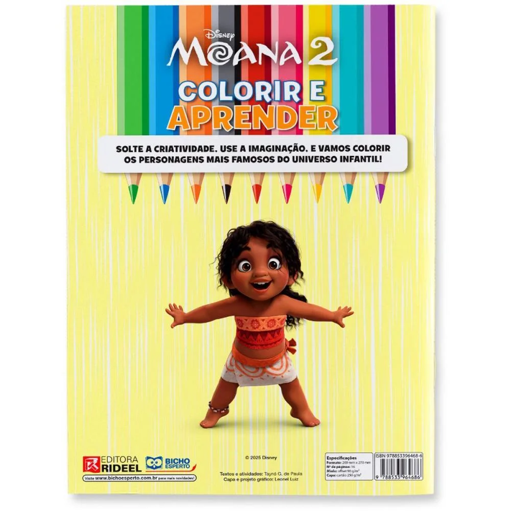 LIVRO INFANTIL COLORIR MOANA 2 COLORIR E APRENDER BICHO ESPERTO (PCT.C/03) - imagem 6