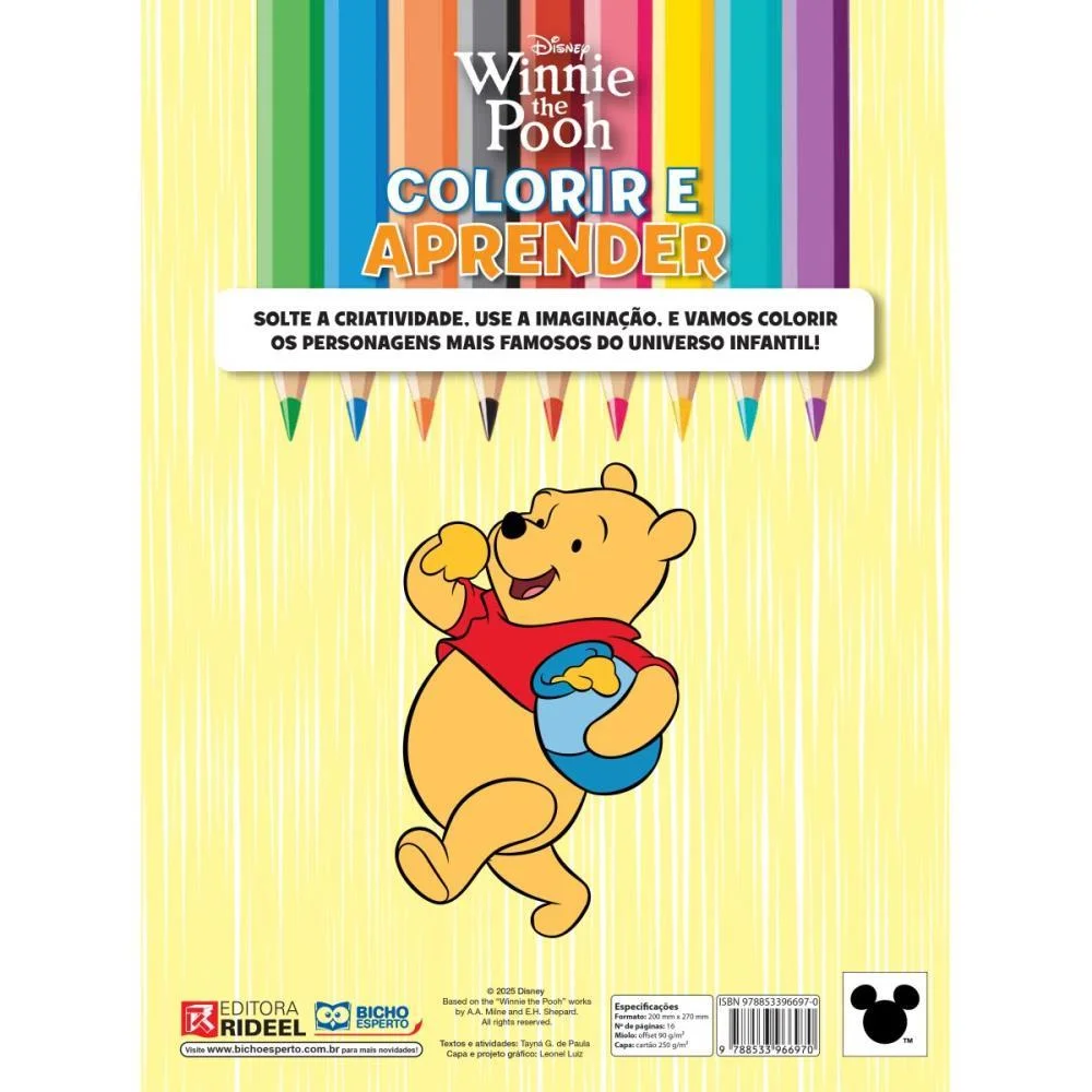 LIVRO INFANTIL COLORIR POOH COLORIR E APRENDER BICHO ESPERTO (PCT.C/03) - imagem 6