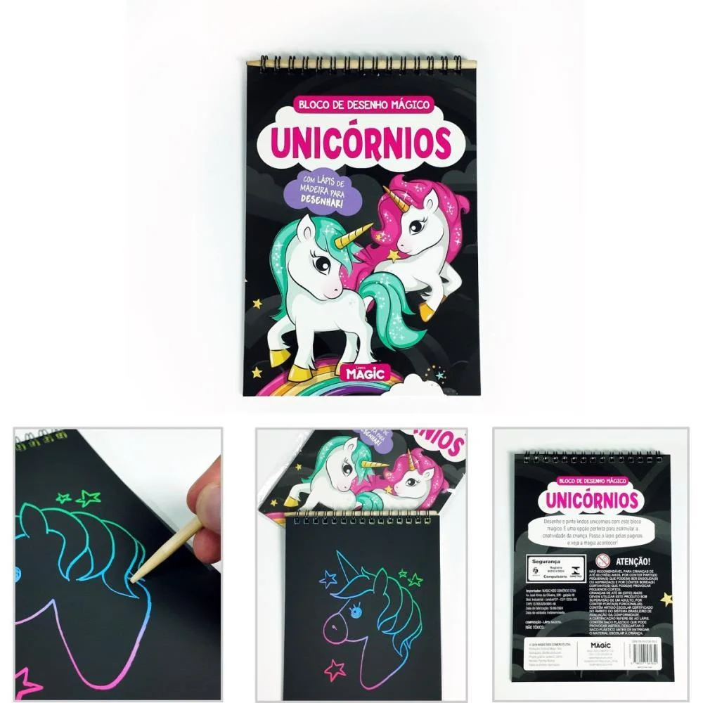 LIVRO INFANTIL COLORIR BLOCO MAGICO UNICORNIOS 8PGS MAGIC KIDS (UNIDADE) - imagem 4