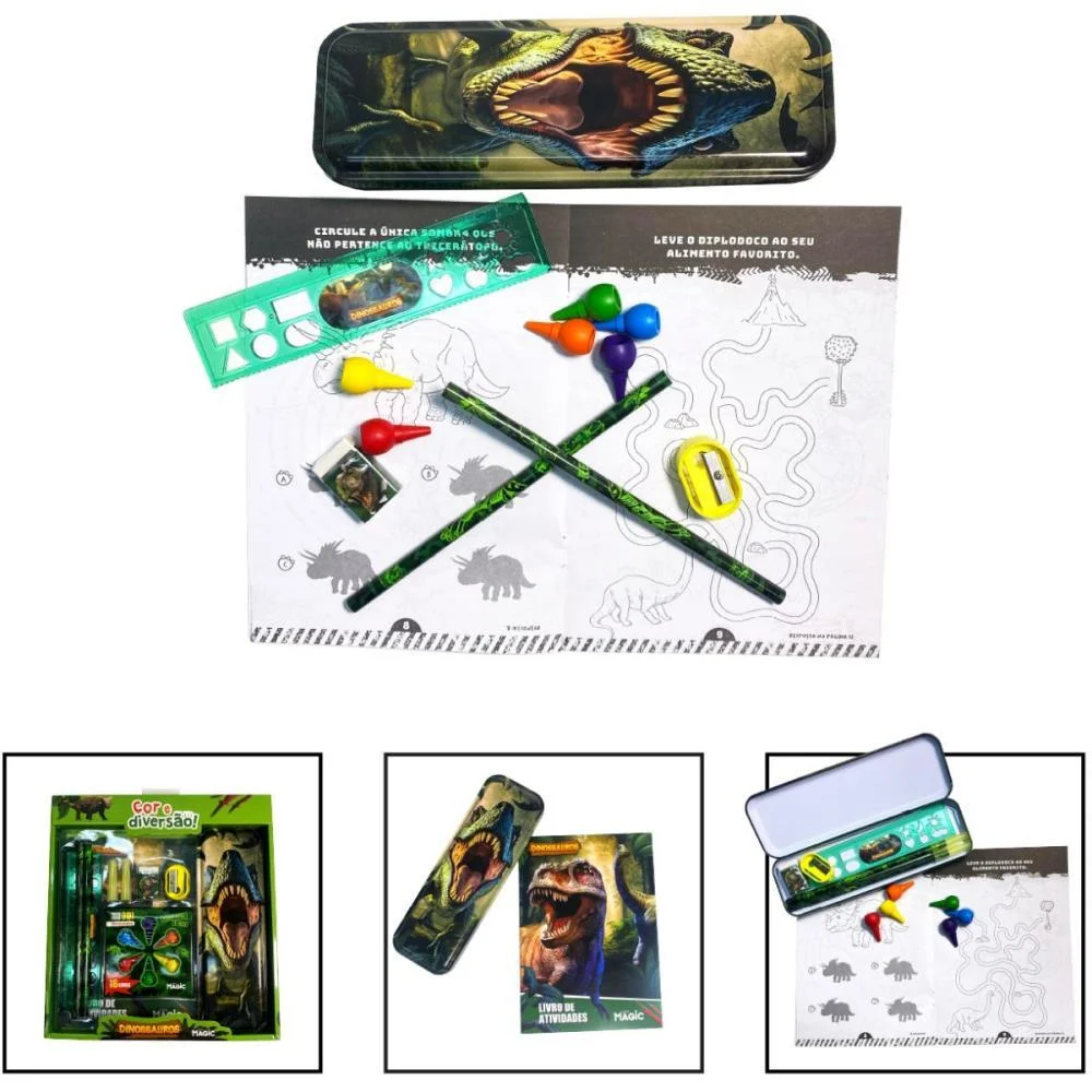 LIVRO INFANTIL COLORIR COR E DIVERSAO DINOSSAUROS MAGIC KIDS (UNIDADE) - imagem 4