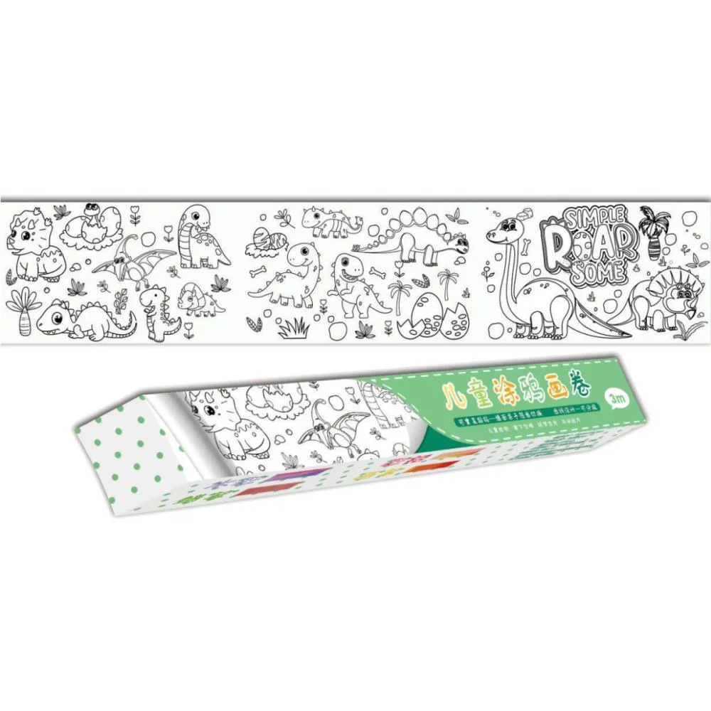 LIVRO INFANTIL COLORIR DINO 30CMX3M ROLO ADESIVO V.M.P. (UNIDADE) - imagem 3