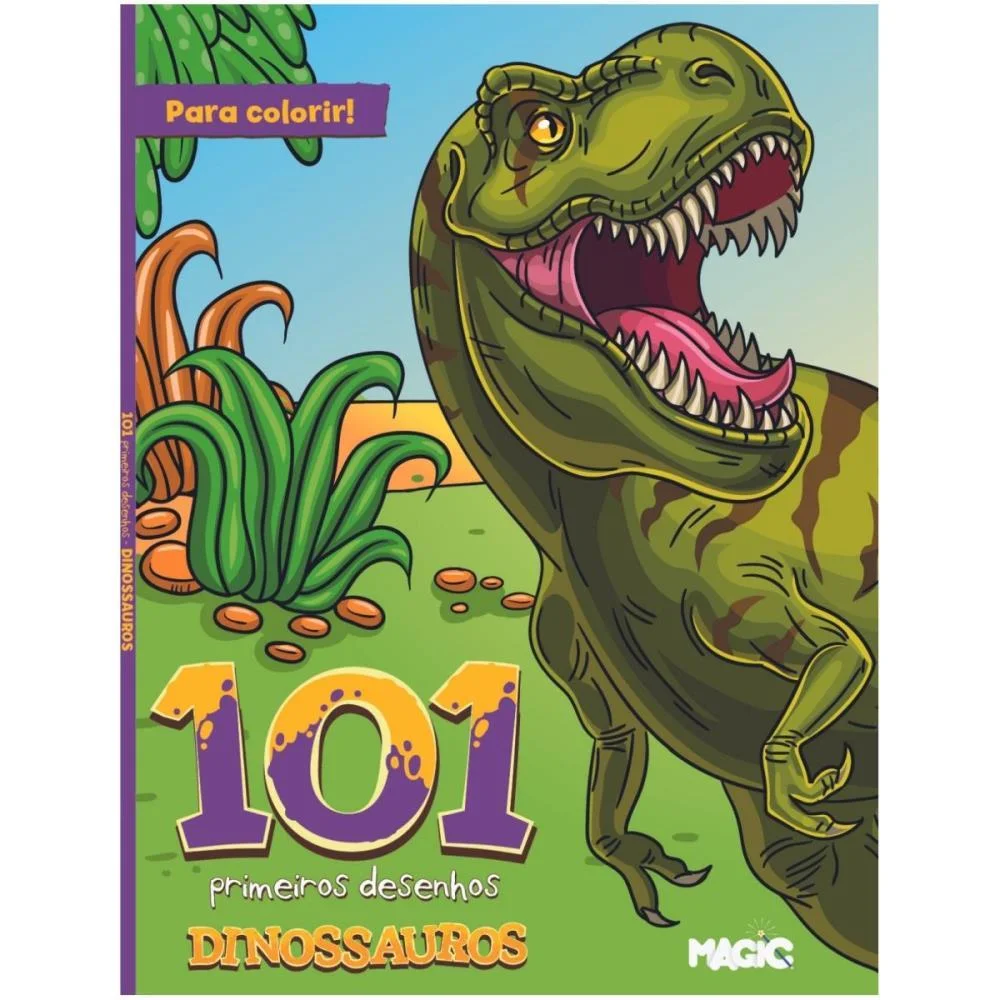 LIVRO INFANTIL COLORIR 101 DESENHOS DINOS 104P 20X27C MAGIC KIDS (UNIDADE) - imagem 3