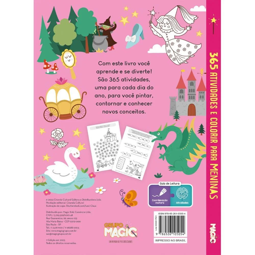 LIVRO INFANTIL COLORIR 365 ATIVIDADES P/MENINAS 288PG MAGIC KIDS (UNIDADE) - imagem 3