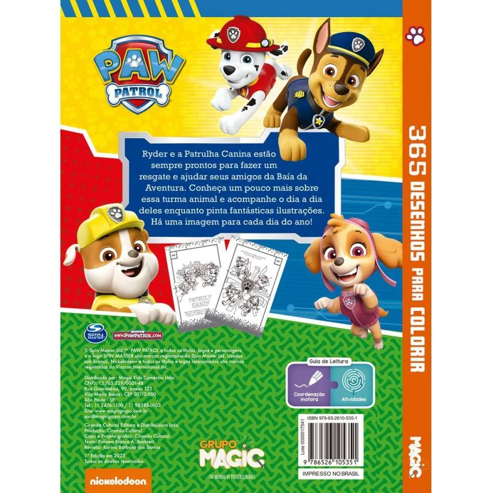 LIVRO INFANTIL COLORIR 365 DESENHOS PATRULHA CANINA MAGIC KIDS (UNIDADE) - imagem 5