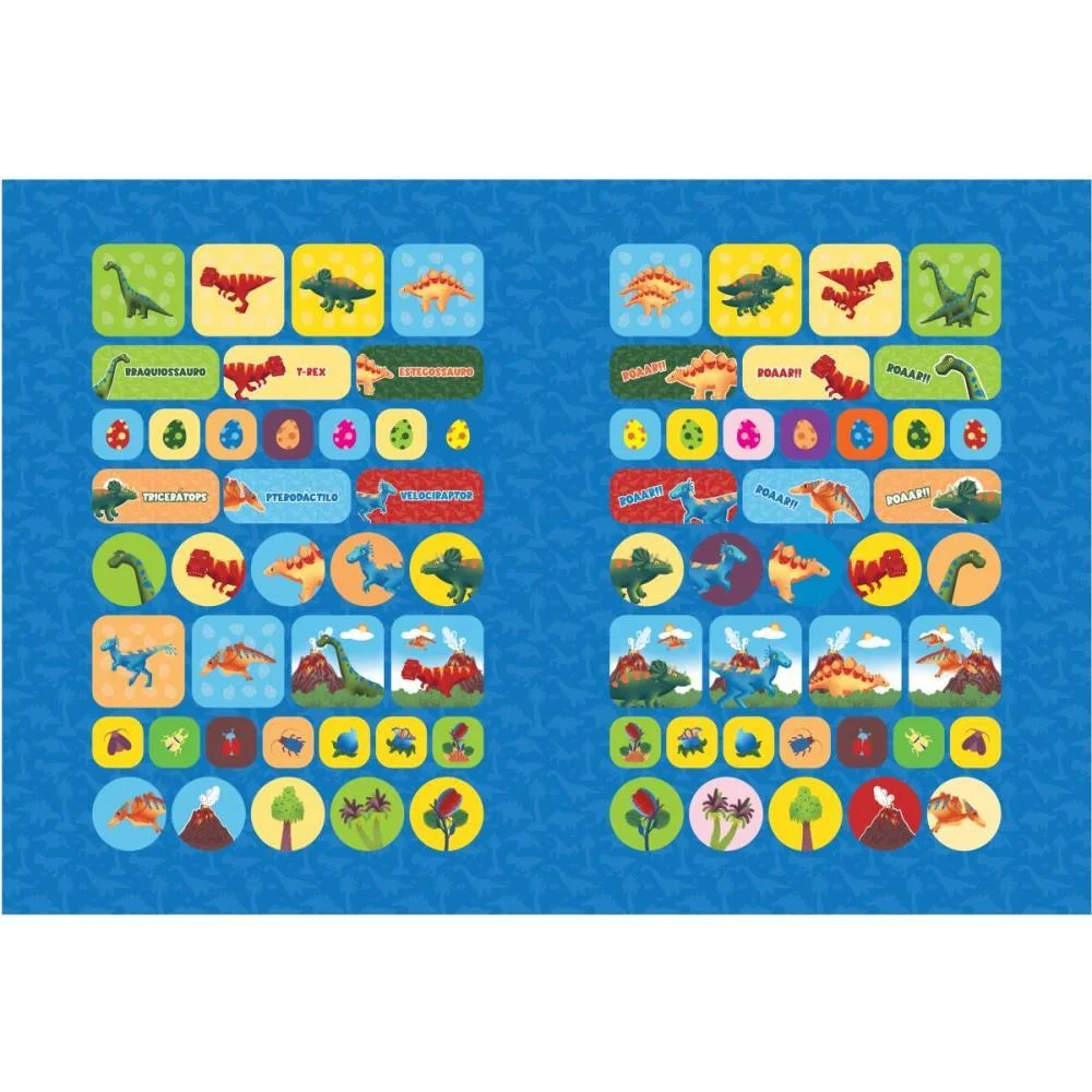 LIVRO INFANTIL COLORIR DINO 12 LAPIS+ADESIVOS LEONORA (UNIDADE) - imagem 4