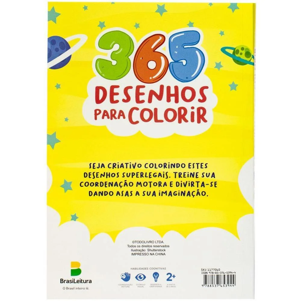 LIVRO INFANTIL COLORIR 365 DESENHOS P/COLORIR AM 288P TODOLIVRO (UNIDADE) - imagem 5