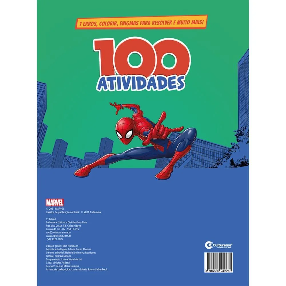 LIVRO INFANTIL COLORIR 100 ATIVIDADES SPIDER MAN 48PG CULTURAMA (UNIDADE) - imagem 3