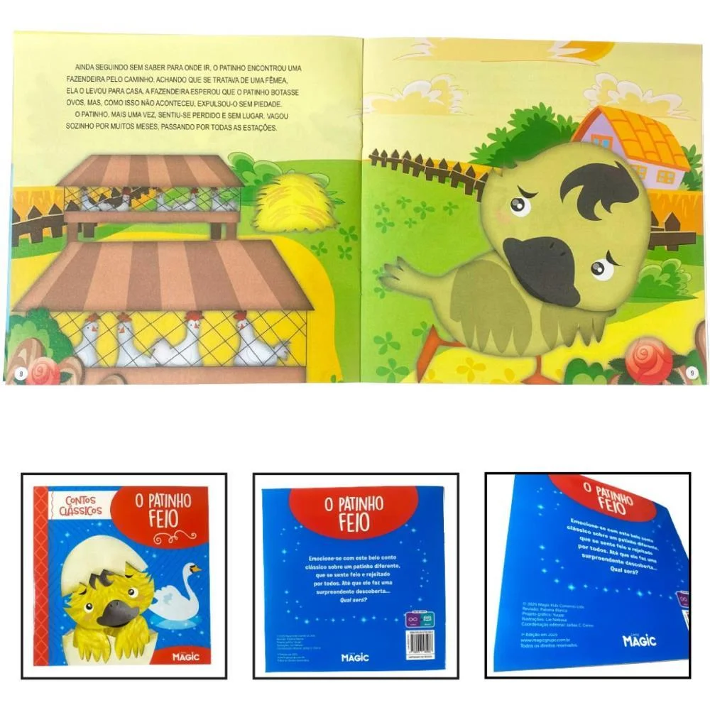 LIVRO INFANTIL ILUSTRADO O PATINHO FEIO 12PGS 20X20CM MAGIC KIDS (UNIDADE) - imagem 5