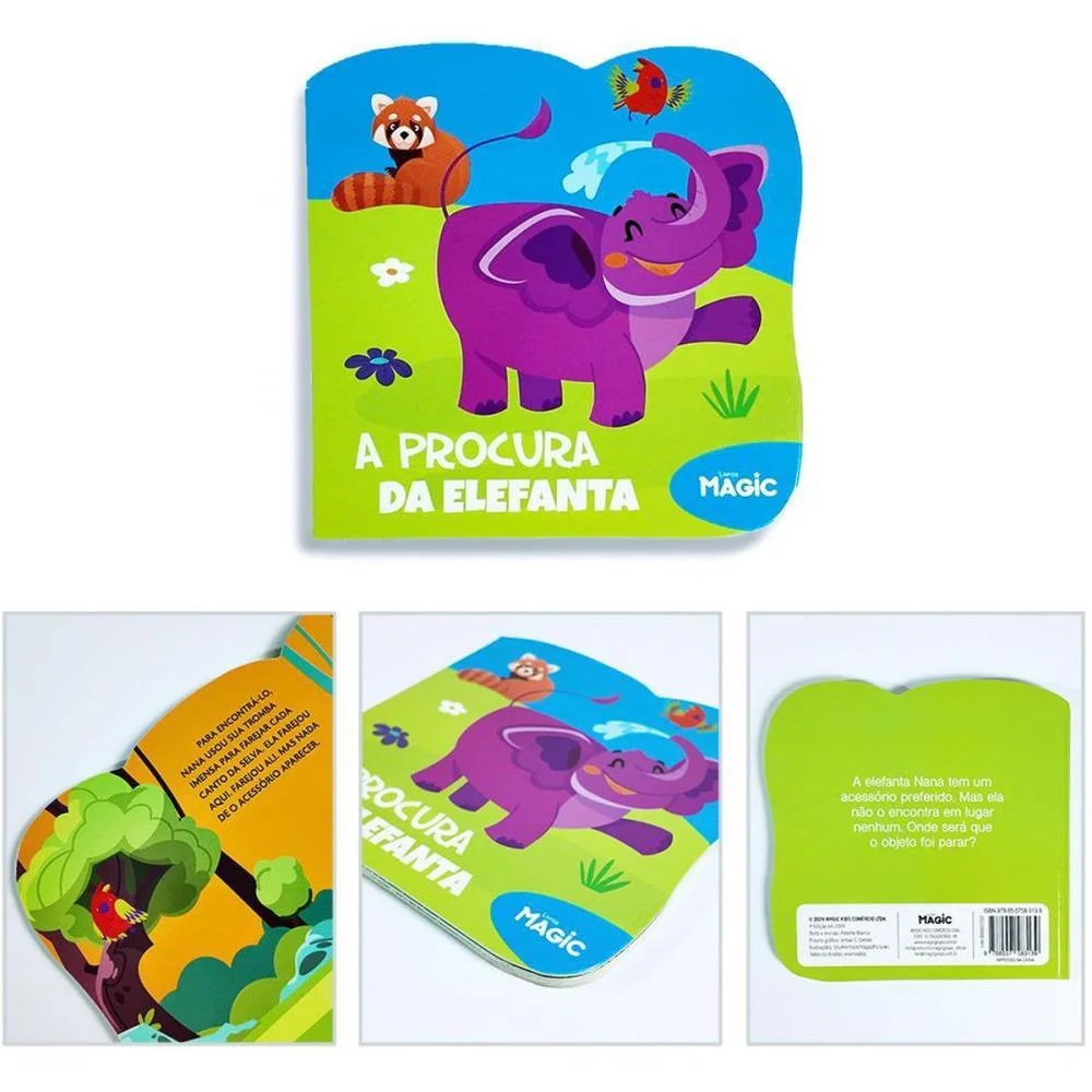 LIVRO INFANTIL ILUSTRADO RECORTADO PROCURA DA ELEFANTA MAGIC KIDS (UNIDADE) - imagem 4