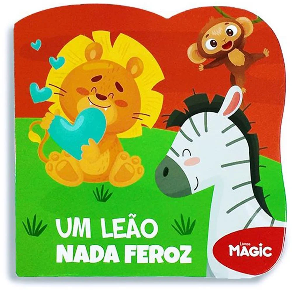 LIVRO INFANTIL ILUSTRADO RECORTADO UM LEAO NADA FEROZ MAGIC KIDS (UNIDADE) - imagem 5