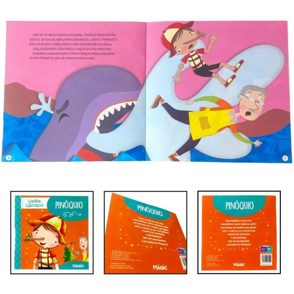 LIVRO INFANTIL ILUSTRADO PINOQUIO 12PGS 20X20CM MAGIC KIDS (UNIDADE) - imagem 5