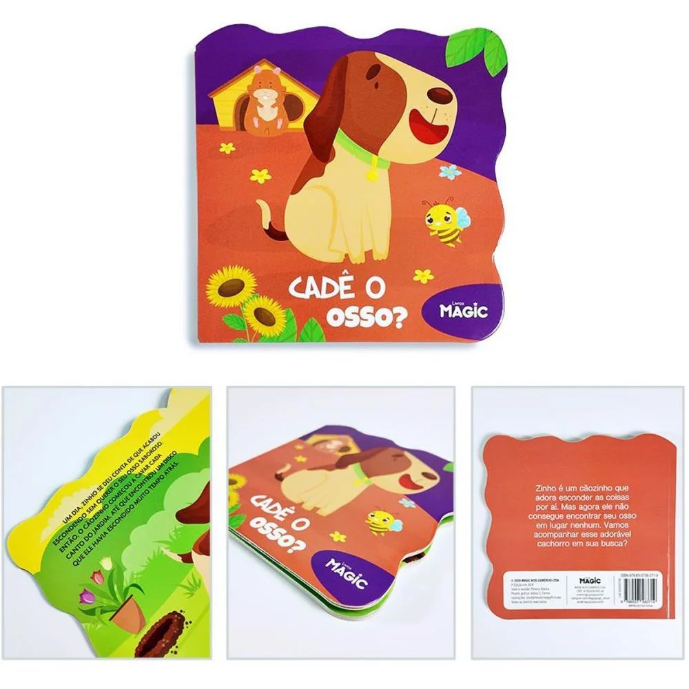 LIVRO INFANTIL ILUSTRADO RECORTADO CACHORRO CADE O OSSO MAGIC KIDS (UNIDADE) - imagem 4
