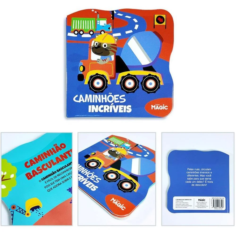 LIVRO INFANTIL ILUSTRADO RECORTADO CAMINHOES INCRIVEIS MAGIC KIDS (UNIDADE) - imagem 4
