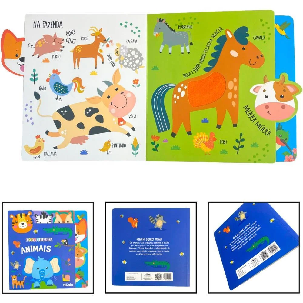 LIVRO INFANTIL ILUSTRADO TOQUE E SINTA ANIMAIS 10PGS MAGIC KIDS (UNIDADE) - imagem 3