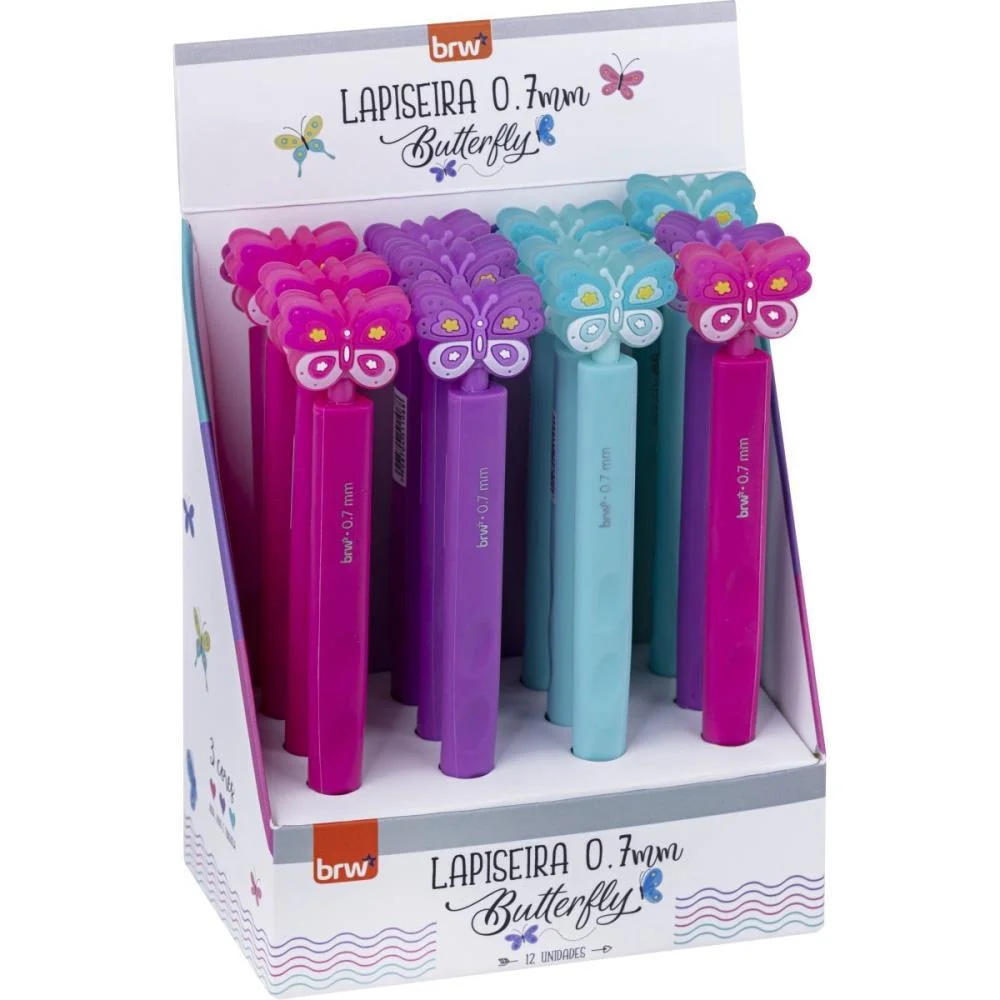 LAPISEIRA 0.7MM BUTTERFLY PLASTICA 3 CORES SOR BRW (DP.C/12) - imagem 6