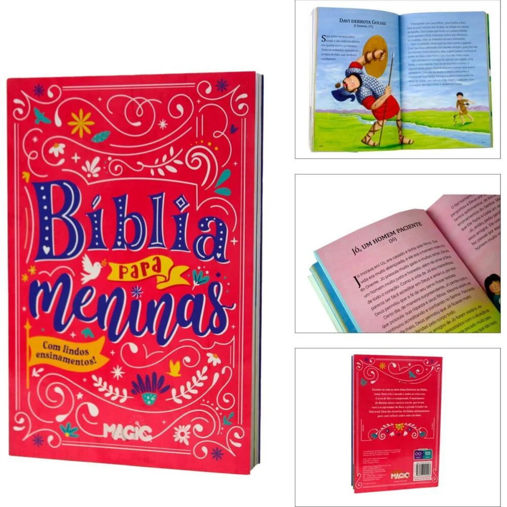 LIVRO INFANTIL ILUSTRADO BIBLIA P/MENINAS 20X14CM 128PG MAGIC KIDS (UNIDADE) - imagem 5