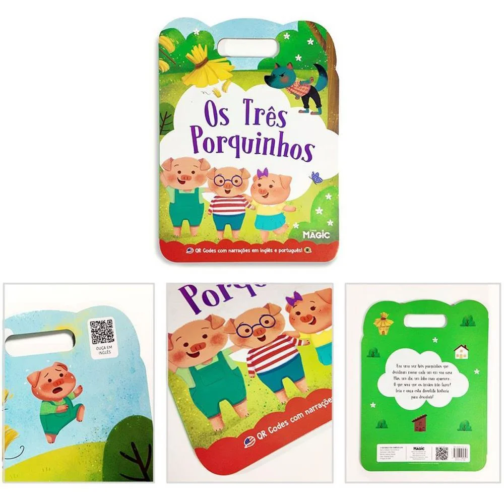 LIVRO INFANTIL ILUSTRADO BILINGUE OS TRES PORQUINHOS MAGIC KIDS (UNIDADE) - imagem 4