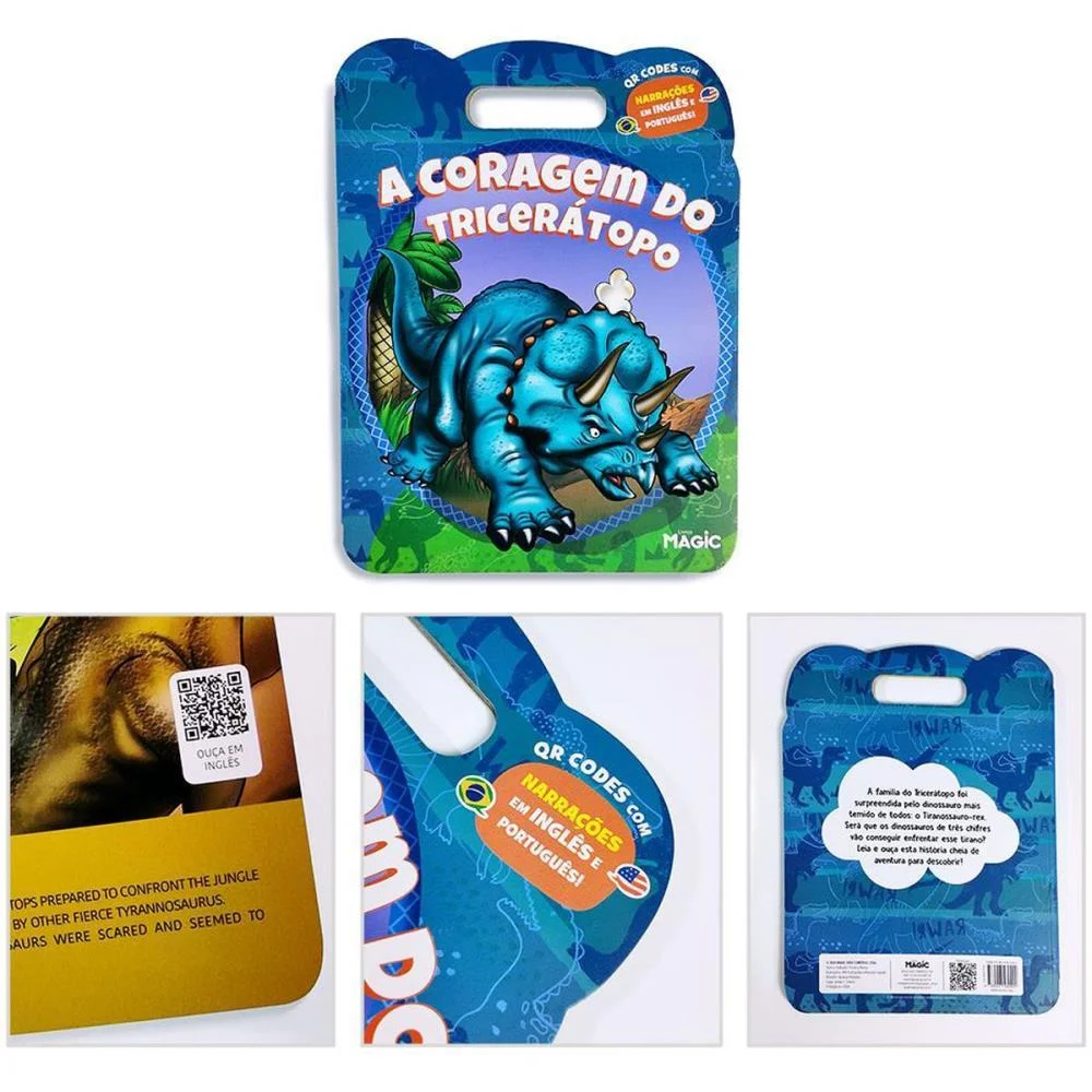 LIVRO INFANTIL ILUSTRADO BILINGUE CORAGEM TRICERATOPO MAGIC KIDS (UNIDADE) - imagem 5