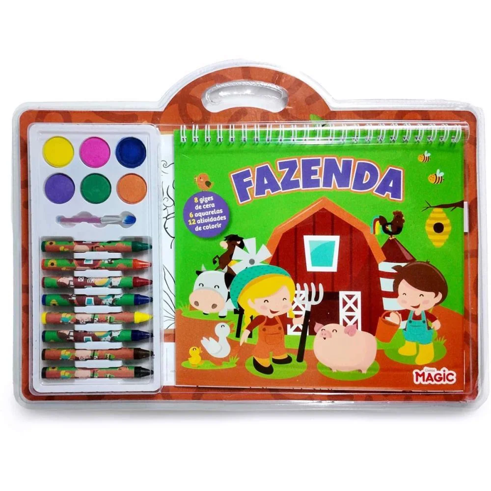 LIVRO AQUARELA FAZENDA C/GIZ 12PGS 32X23CM MAGIC KIDS (UNIDADE) - imagem 5