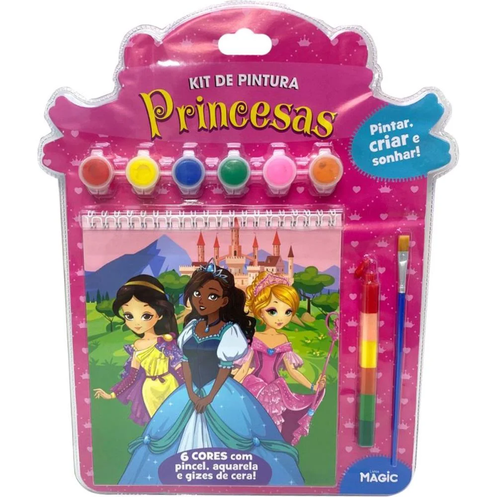 LIVRO AQUARELA PRINCESAS C/GUACHE E GIZ 7PGS MAGIC KIDS (UNIDADE) - imagem 2