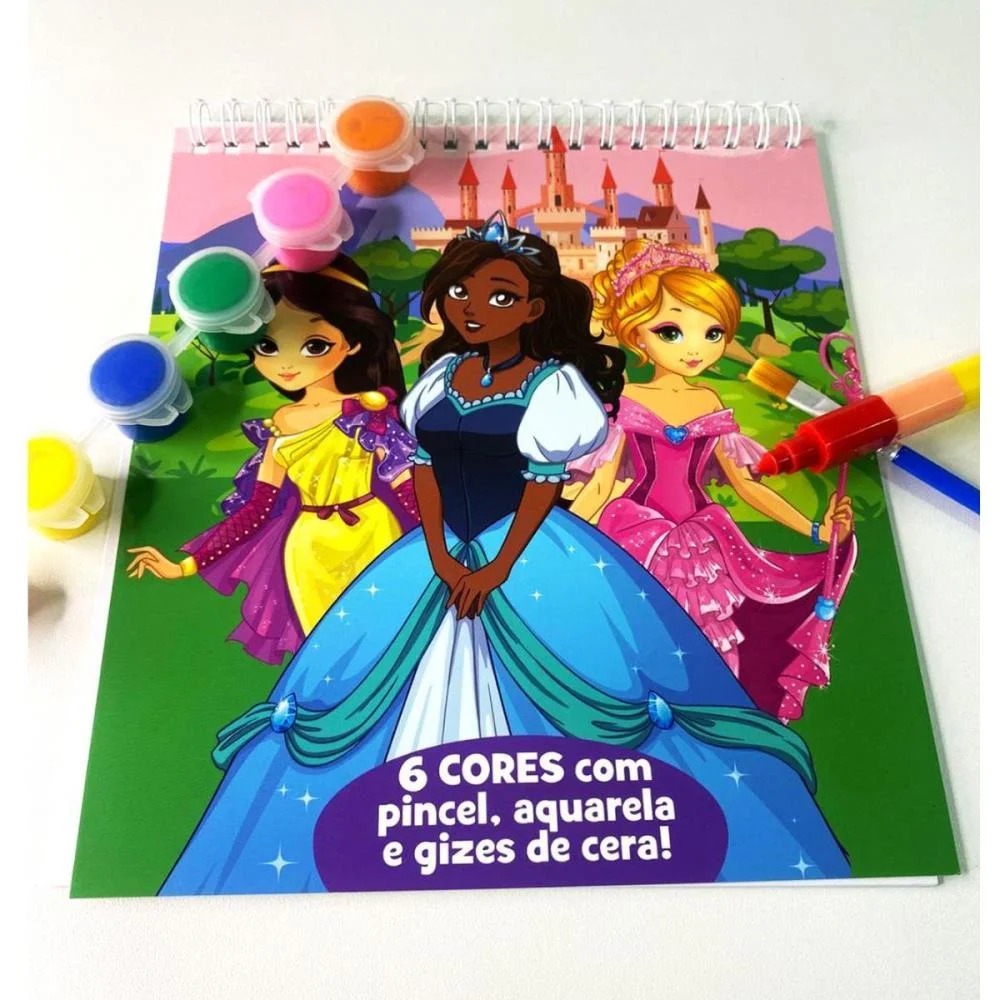LIVRO AQUARELA PRINCESAS C/GUACHE E GIZ 7PGS MAGIC KIDS (UNIDADE) - imagem 3