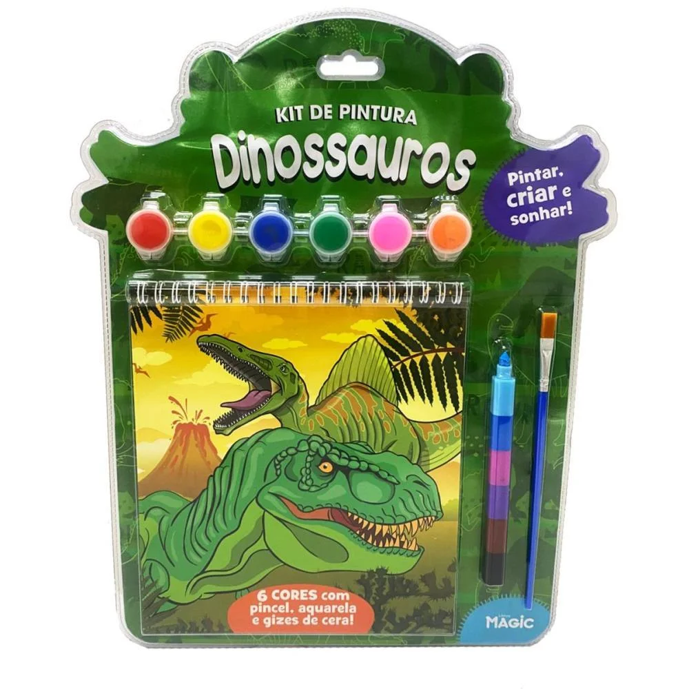 LIVRO AQUARELA DINOSSAUROS C/GUACHE E GIZ MAGIC KIDS (UNIDADE) - imagem 2