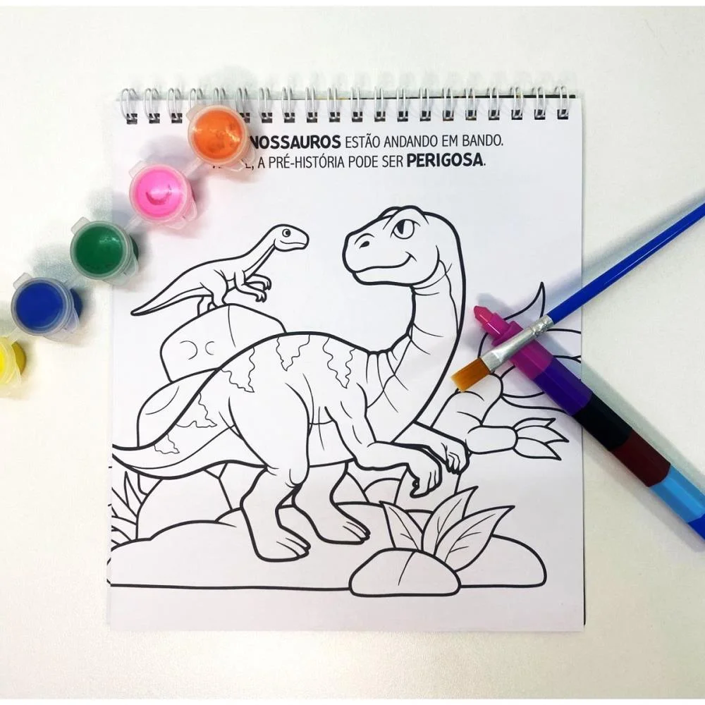 LIVRO AQUARELA DINOSSAUROS C/GUACHE E GIZ MAGIC KIDS (UNIDADE) - imagem 3