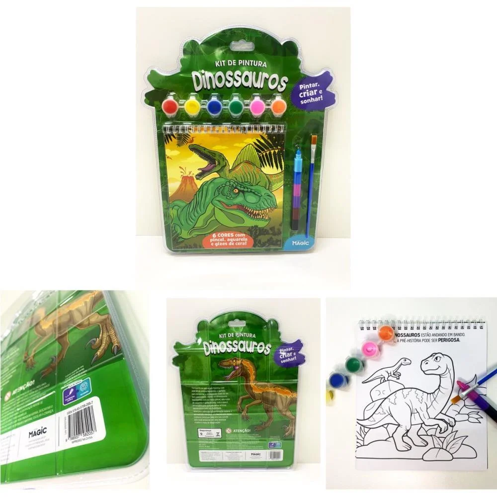 LIVRO AQUARELA DINOSSAUROS C/GUACHE E GIZ MAGIC KIDS (UNIDADE) - imagem 4