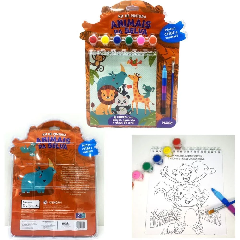 LIVRO AQUARELA ANIMAIS DA SELVA C/GUACHE GIZ MAGIC KIDS (UNIDADE) - imagem 4