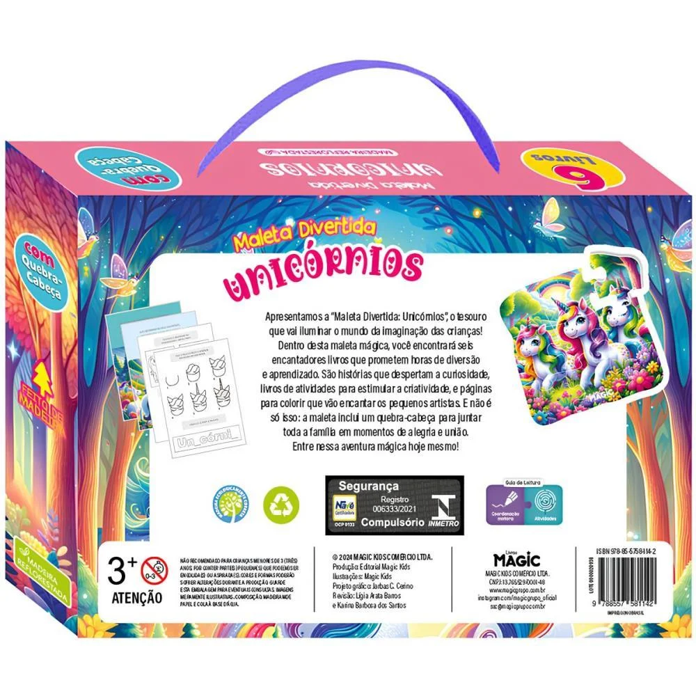 LIVRO BRINQUEDO ILUSTRADO UNICORNIO 6LIVROS+1 QUEBRA CAB MAGIC KIDS (MALETA) - imagem 5